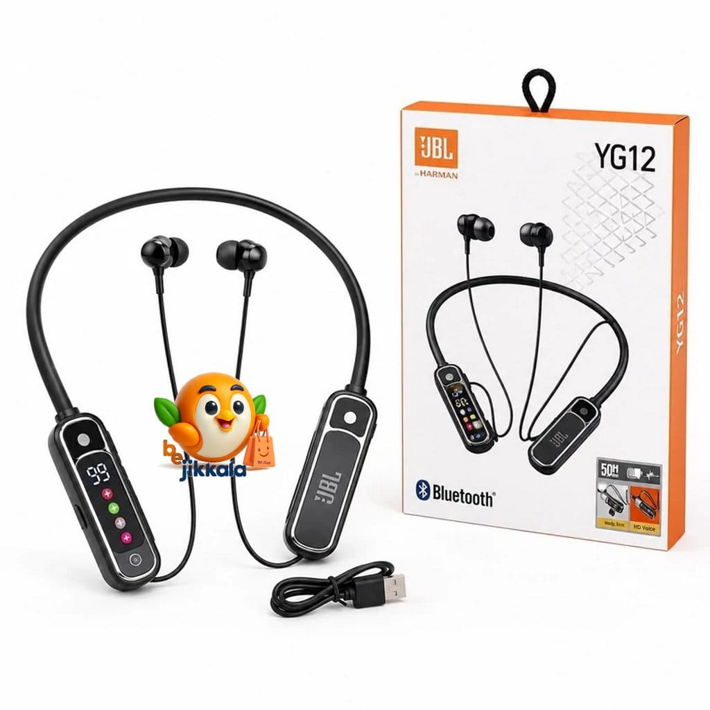 هندزفری گردنی JBL YG12 با نمایشگر LED هندزفری گردنی جی بی ال YG12 بی سیم نمایشگر LED
